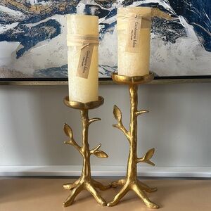 Global Views Gold Candleholders & Candles Set